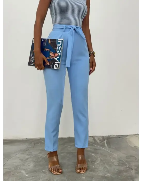 Kemerli Bilek Pantolon     -Bebe Mavi