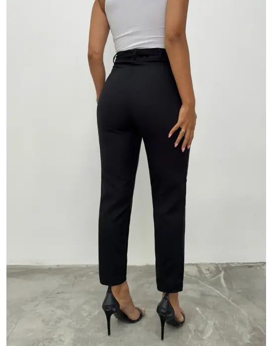 Kemerli Bilek Pantolon -Siyah