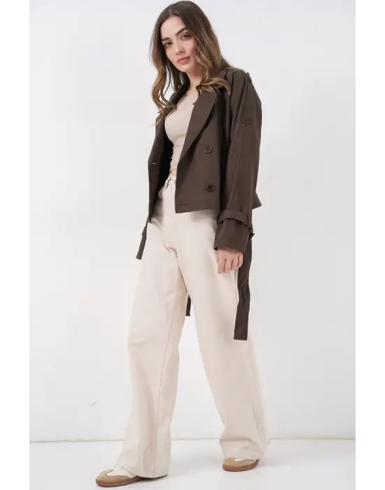 Kemerli Kısa Trençkot 5970 - A.Kahve