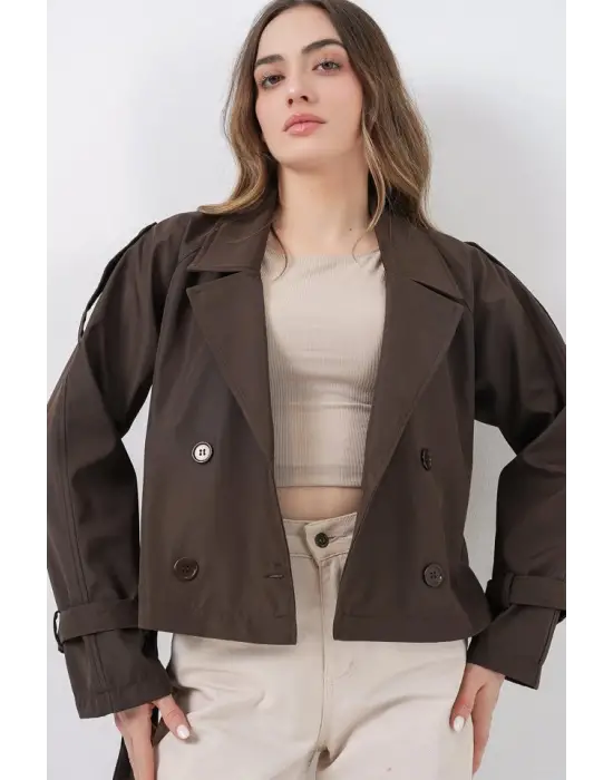 Kemerli Kısa Trençkot 5970 - A.Kahve