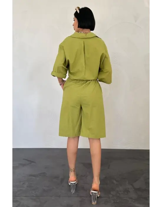 Omarı Rahat ve Şık Kısa Kollu Keten Takım