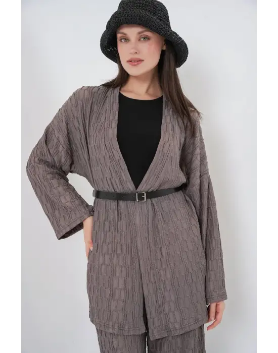 Kimono Pantolon İkili Takım 30078 - Füme