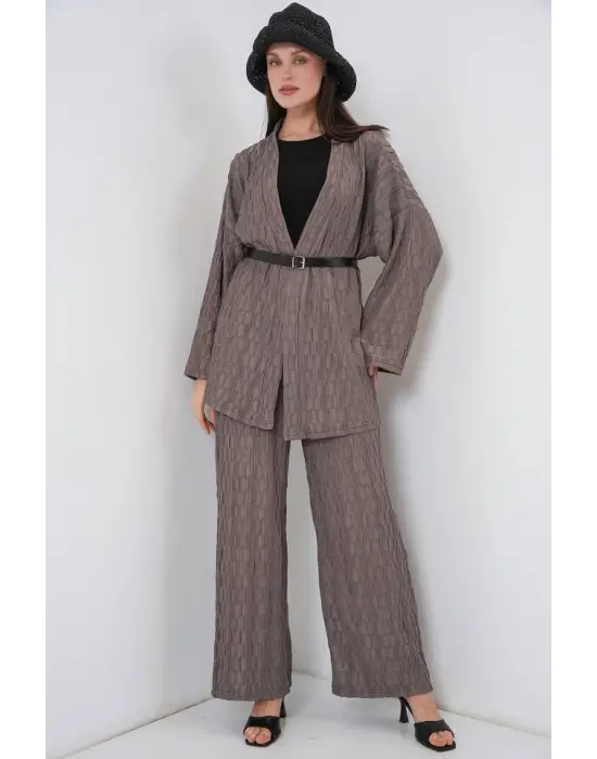 Kimono Pantolon İkili Takım 30078 - Füme