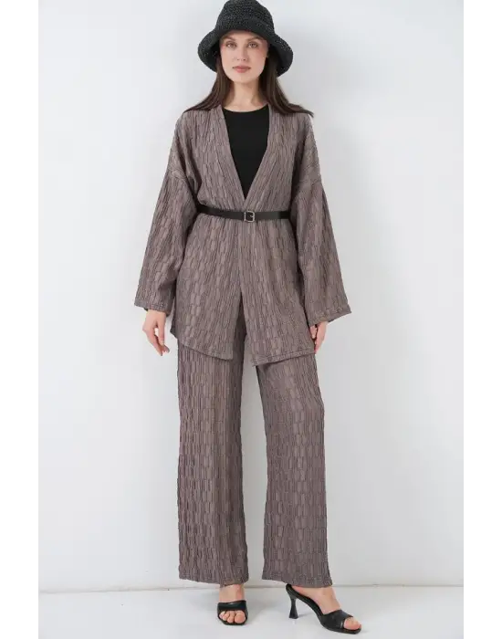 Kimono Pantolon İkili Takım 30078 - Füme