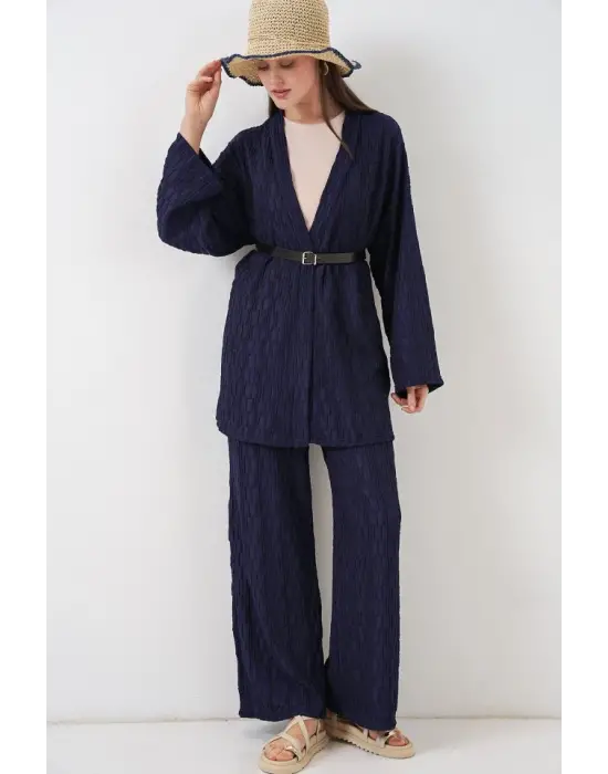 Kimono Pantolon İkili Takım 30078 - Lacivert