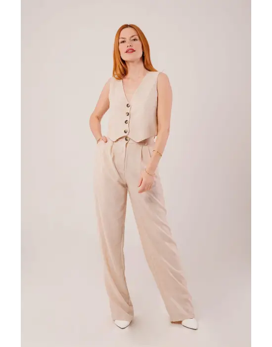 Kırçıllı Desen Bej Takım