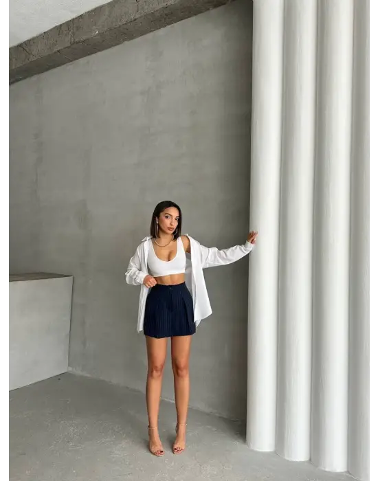 Omarı Deniz Rüzgarı Çizgili Etek