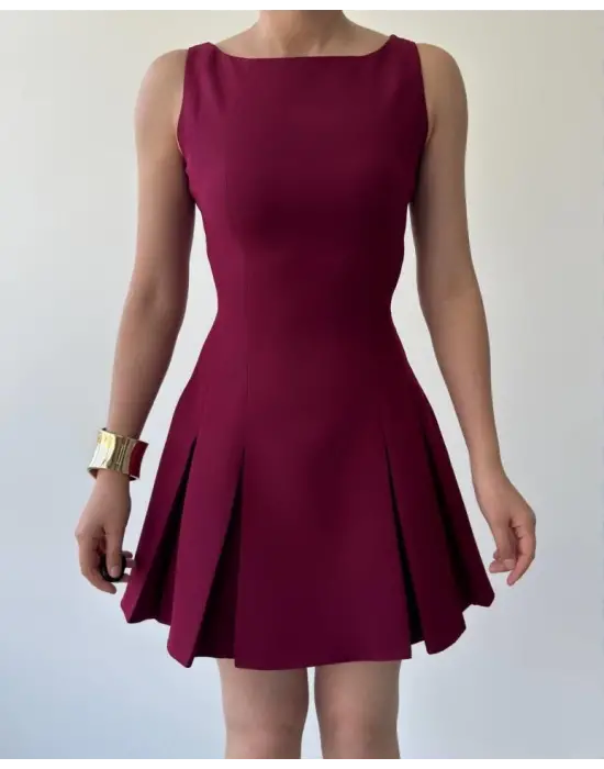 Omarı Çiçek Desenli Mini Elbise