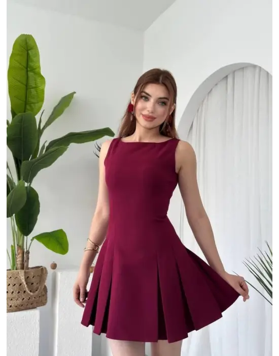 Omarı Çiçek Desenli Mini Elbise