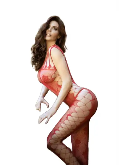 Omarı Vücut Çorabı Fantezi Kıyafet - Kırmızı