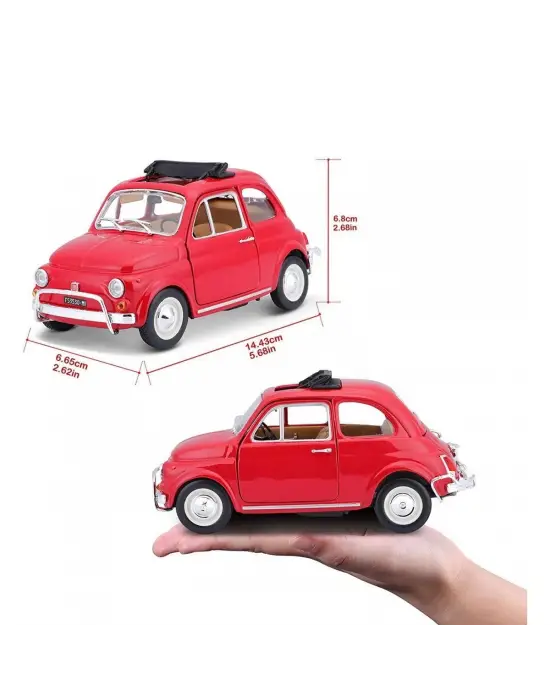 Omarı Klasik Kırmızı Fiat 500L Model Araba 1:24 Ölçekli
