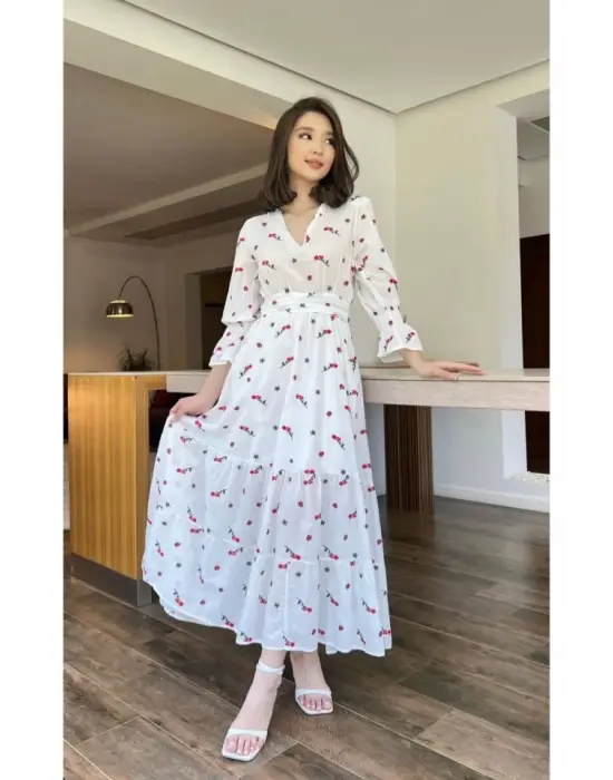 Omarı Vual Dokunuşlu Kırmızı Elbise