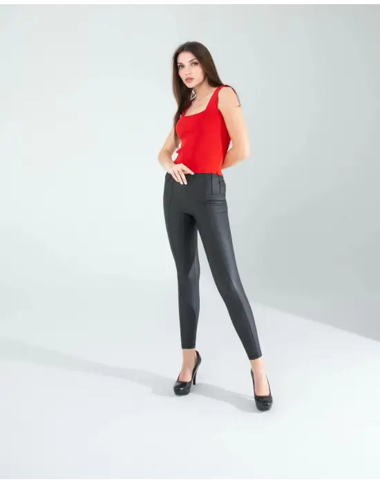 Omarı Kırmızı Kare Yaka Kalın Askılı Crop Bluz