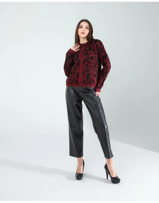 Çarpıcı Leopar Desen Triko Hırka