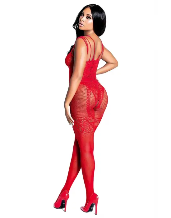 Omarı Fantezi Babydoll Vücut Çorabı - Kırmızı