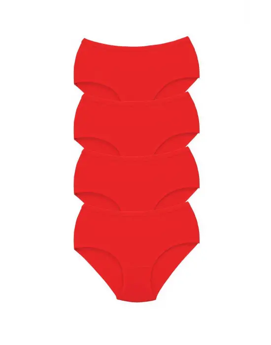 Omarı Kalın Lastikli Yüksek Bel Kırmızı Külot Seti