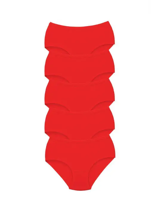 Omarı Yüksek Bel Kalın Lastik Kırmızı Bato Külot Seti