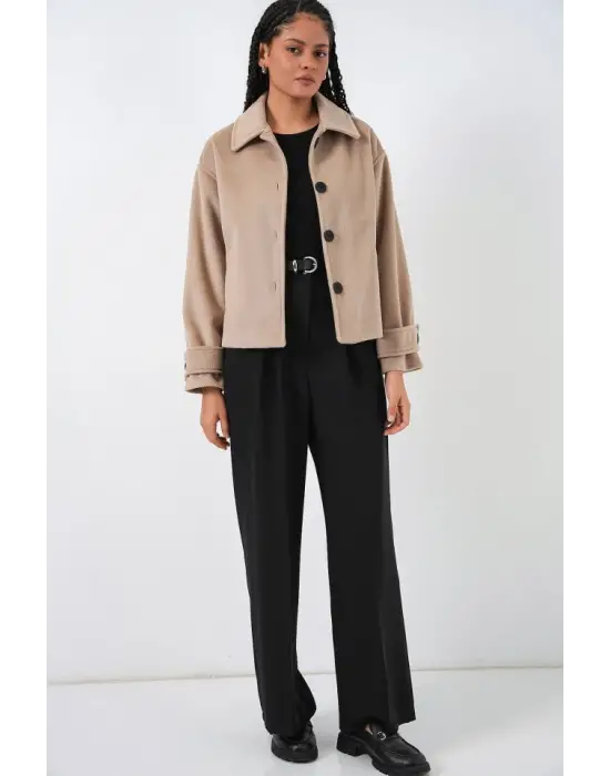 Kısa Kaşe Ceket 0724 - Bisküvi