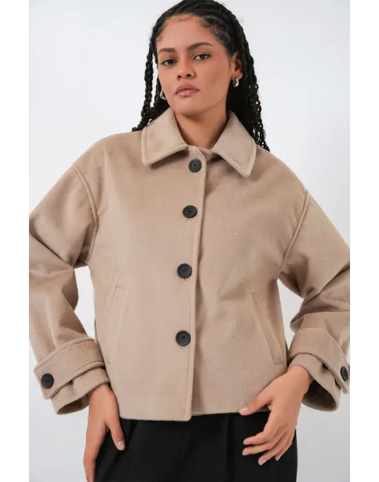 Kısa Kaşe Ceket 0724 - Bisküvi