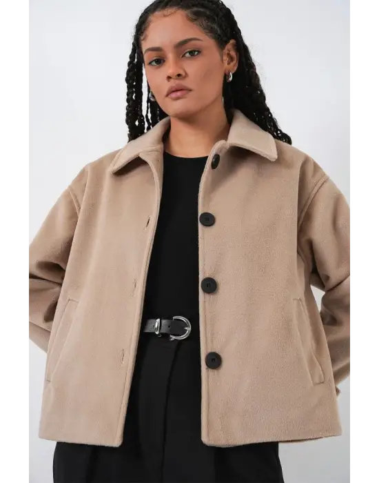 Kısa Kaşe Ceket 0724 - Bisküvi