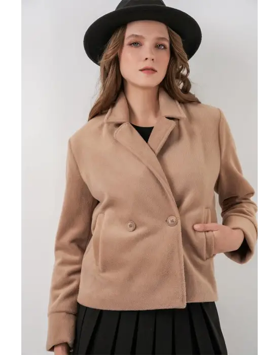 Kısa Kaşe Ceket 0725 - Bisküvi