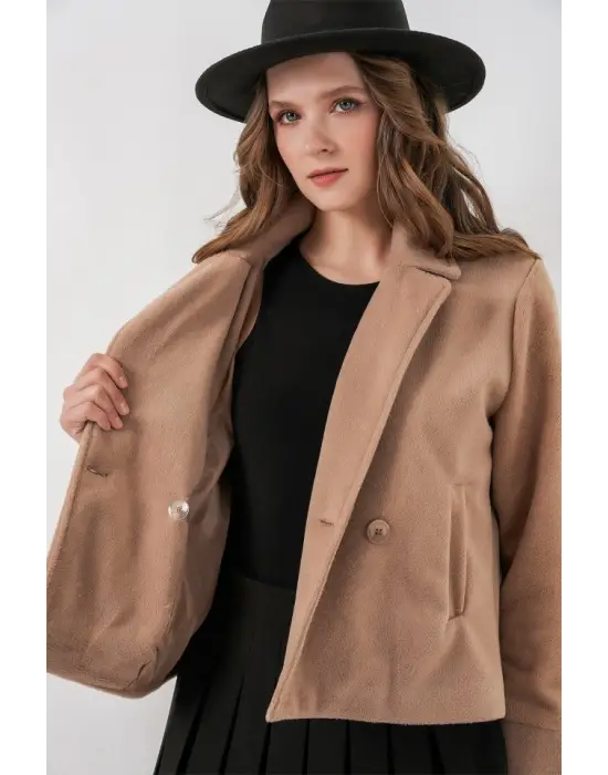 Kısa Kaşe Ceket 0725 - Bisküvi