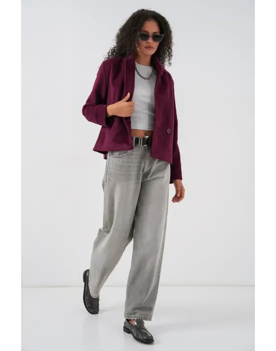 Kısa Kaşe Ceket 0725 - Bordo