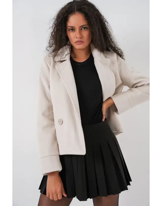 Kısa Kaşe Ceket 0725 - Ekru