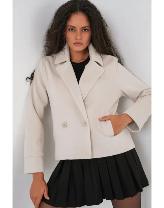Kısa Kaşe Ceket 0725 - Ekru