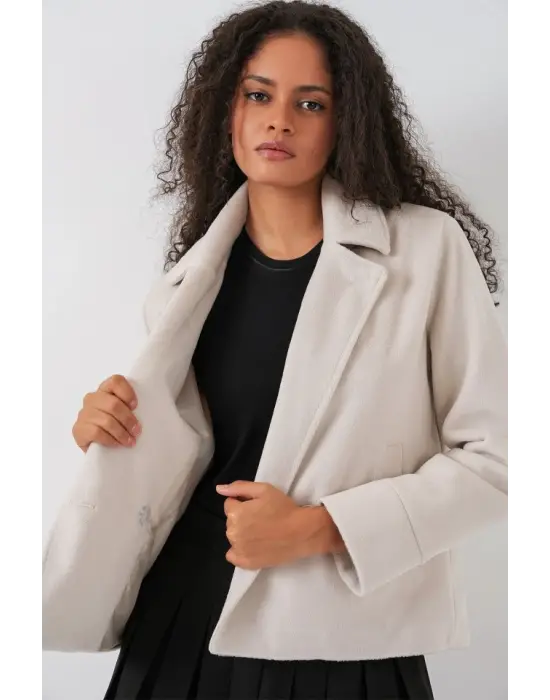 Kısa Kaşe Ceket 0725 - Ekru