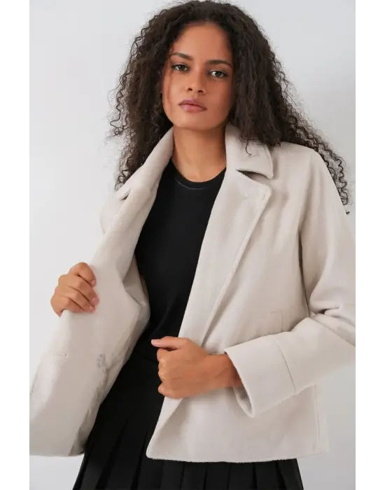 Kısa Kaşe Ceket 0725 - Ekru