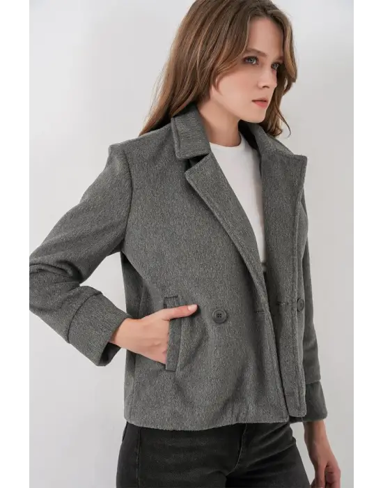 Kısa Kaşe Ceket 0725 - Gri