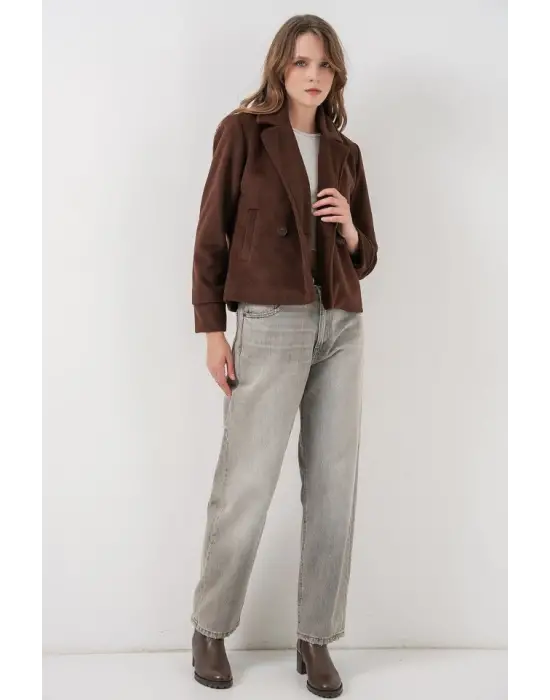 Kısa Kaşe Ceket 0725 - Kahverengi
