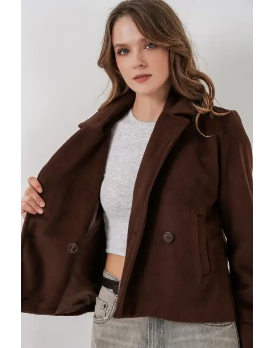 Kısa Kaşe Ceket 0725 - Kahverengi
