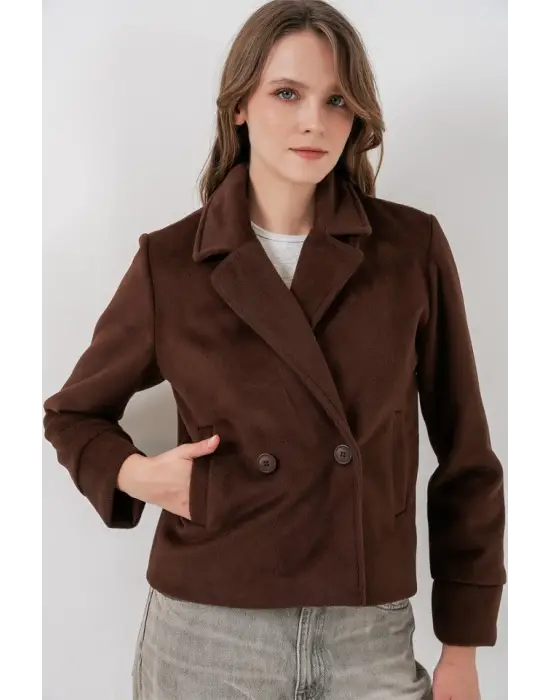 Kısa Kaşe Ceket 0725 - Kahverengi