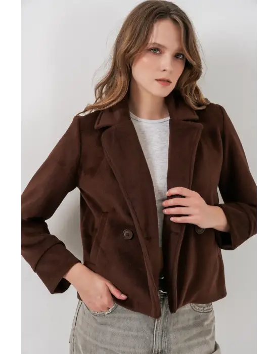 Kısa Kaşe Ceket 0725 - Kahverengi