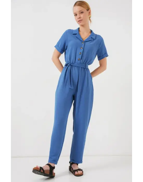 Kısa Kol Ayrobin Tulum 7030 - İndigo