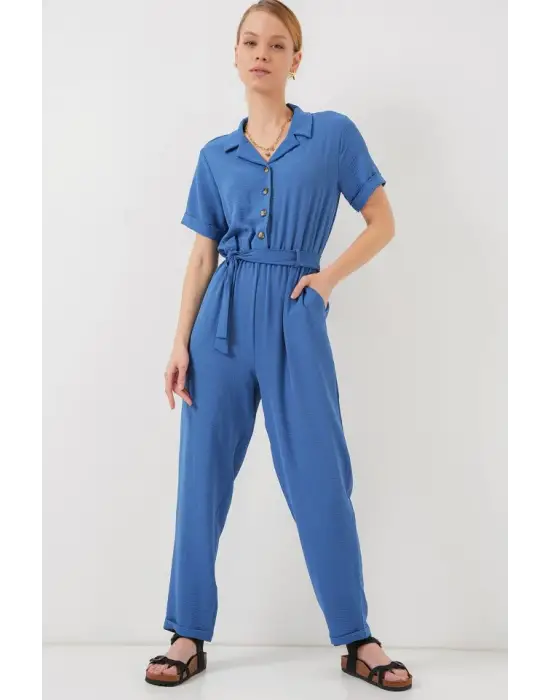 Kısa Kol Ayrobin Tulum 7030 - İndigo