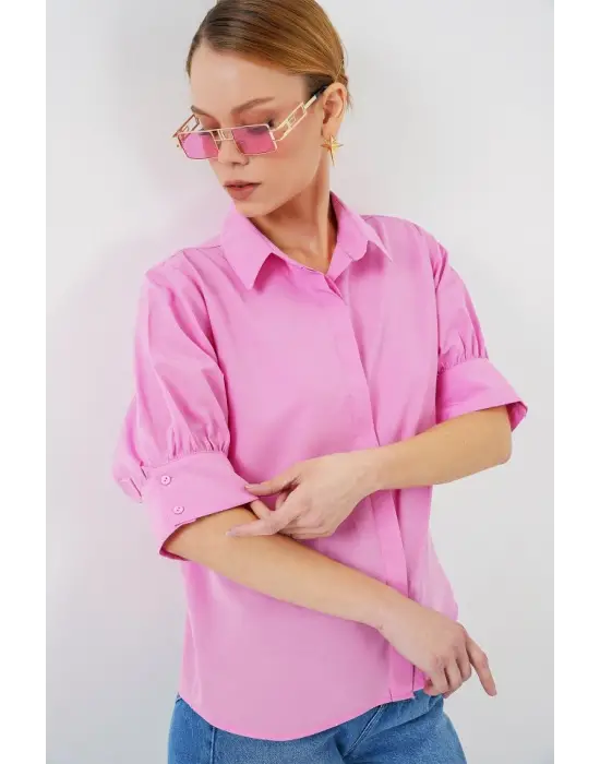 Kısa Kol Gömlek 20312 - Pembe