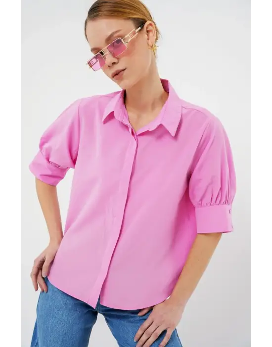 Kısa Kol Gömlek 20312 - Pembe