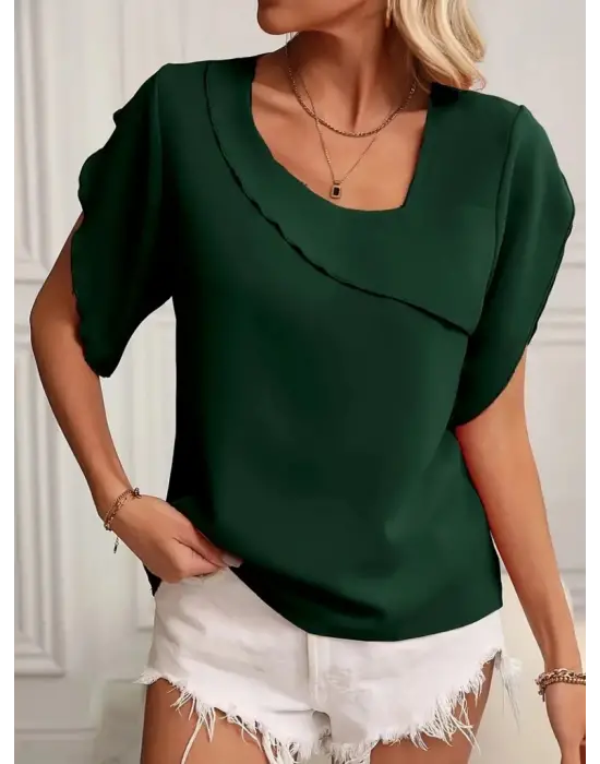 Omarı Şık ve Rahat Kadın Kısa Kollu Bluz