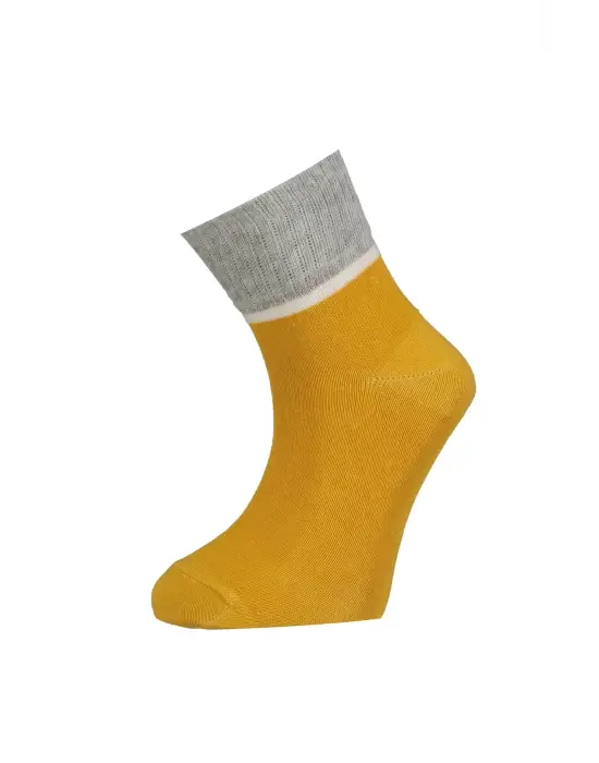 Omarı Yumuşak Kumaşlı Trend Çorap - Hardal