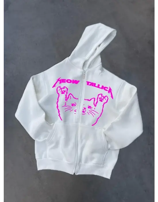 Trend Baskılı Kapüşonlu Hırka