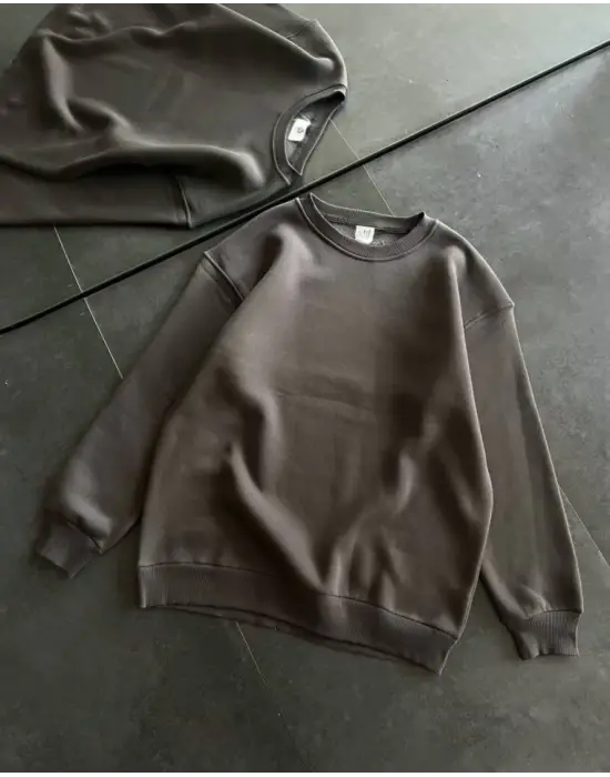 Omarı Sıcak Tutucu Basic Sweatshirt - Füme