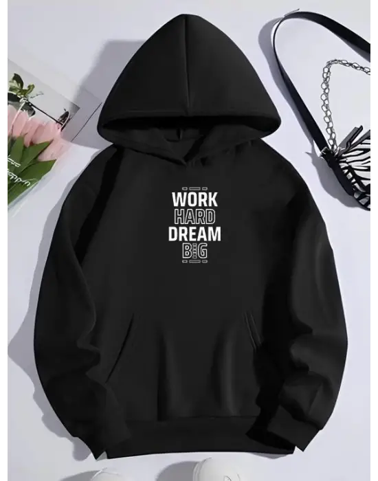 Omarı Sıcak Tutucu Kapşonlu Kış Sweatshirt