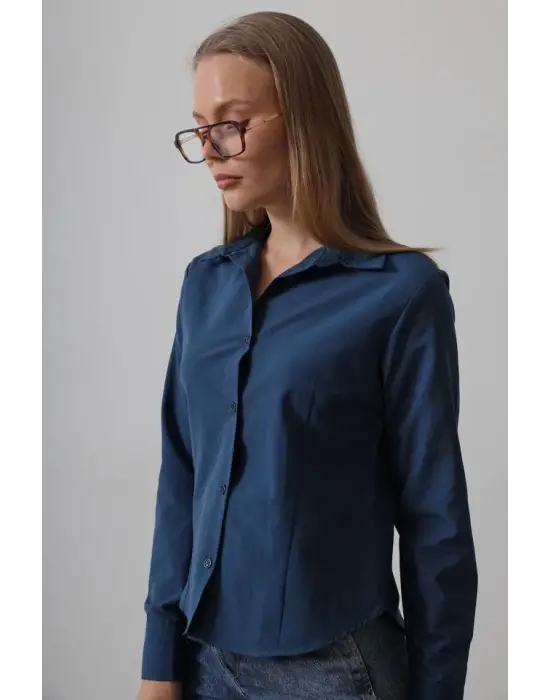 Omarı Klasik İndigo Basic Gömlek