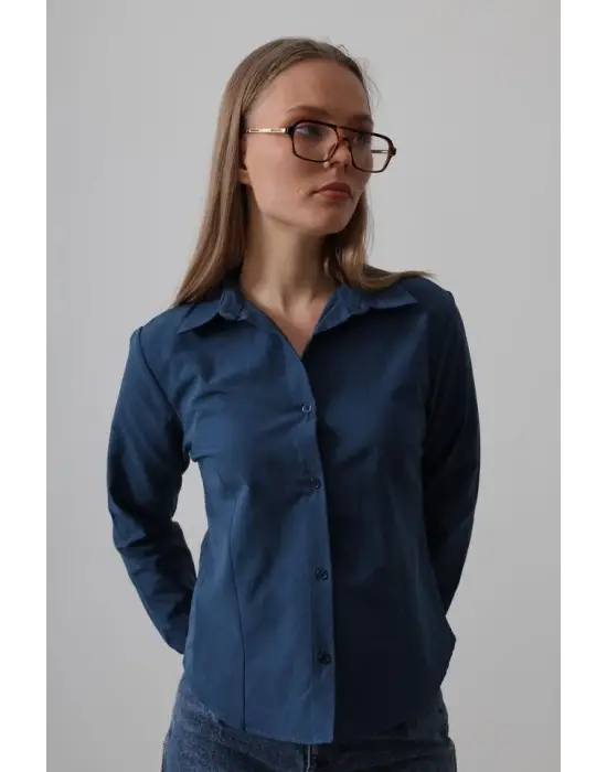 Omarı Klasik İndigo Basic Gömlek