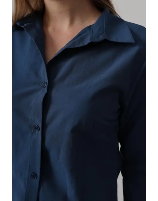 Omarı Klasik İndigo Basic Gömlek