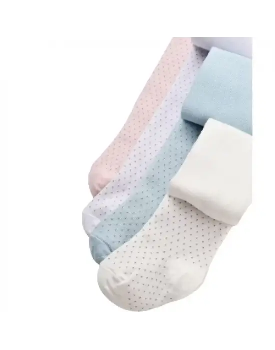 Omarı Ekru Renkli Puanlı Külotlu Çorap