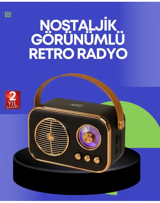 Klasik Retro Radyo – Bluetooth Destekli, Fm Özellikli Şarjlı Hoparlör
